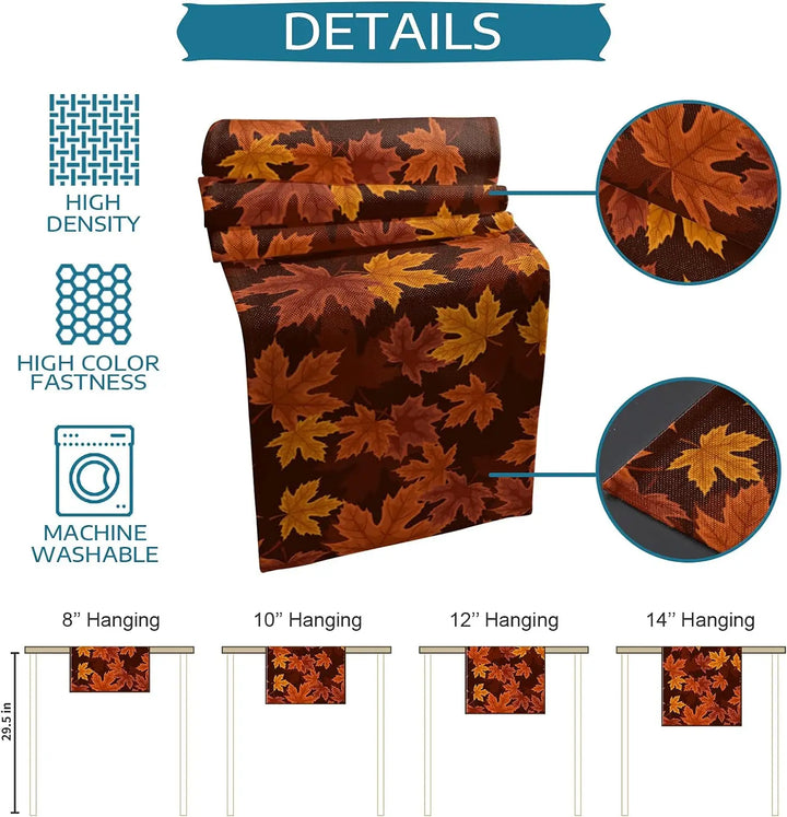 BowLift | Autumna LeafRunner Table Runner Linen | Maple Leaf Autumn Decor | Washable & Durable | 150–200 × 33 cm