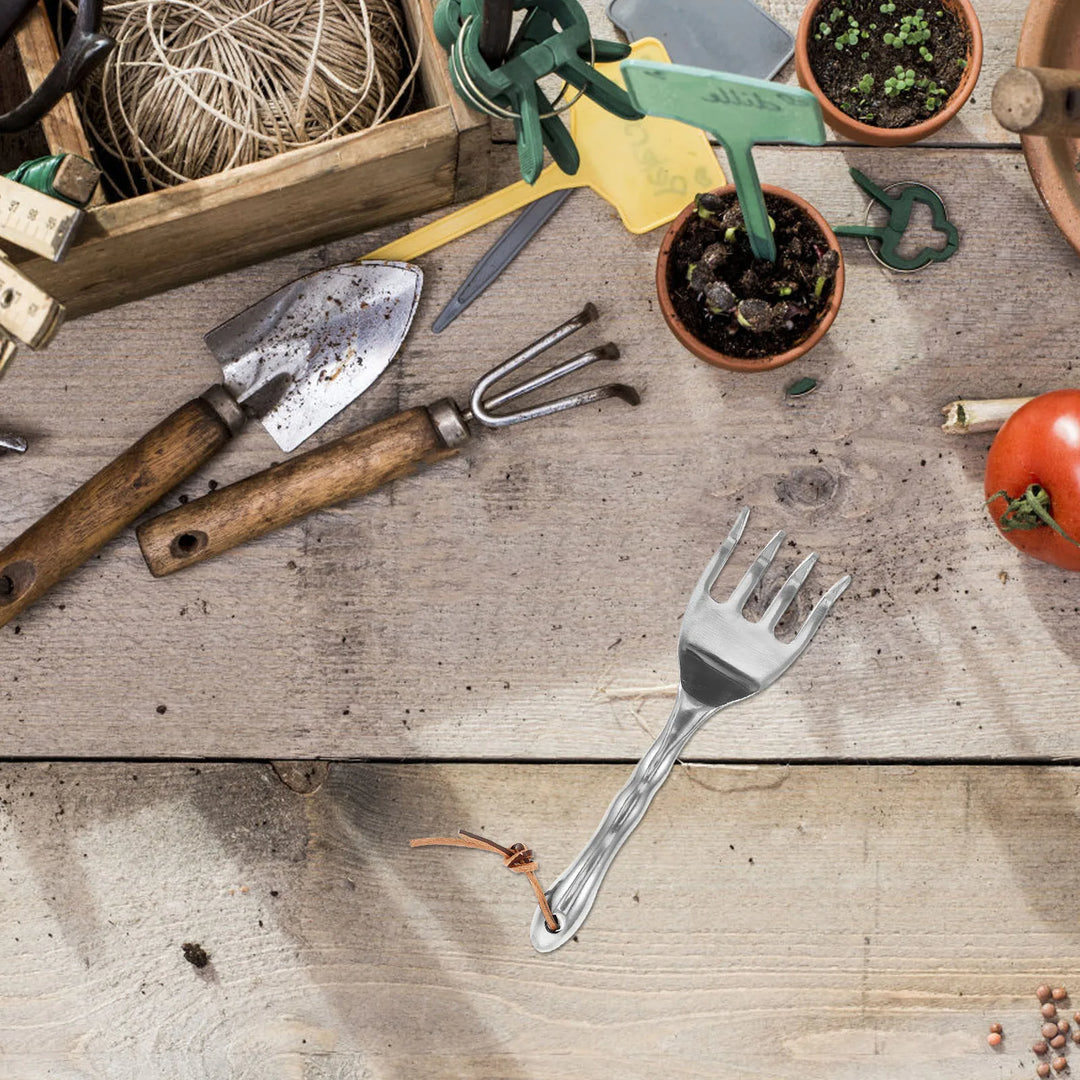 BowLift | Floravix Mini Garden Hand Rake | Lightweight & Durable | For Weeding, Digging & Soil Loosening | 20.5 cm Length