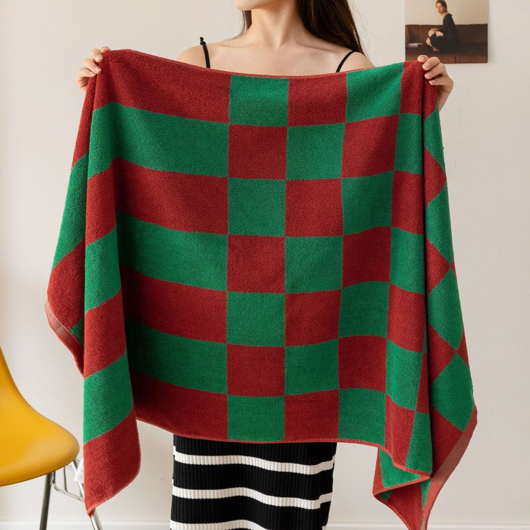 Checkered Cotton Towel - 2 Colours | Bowlift