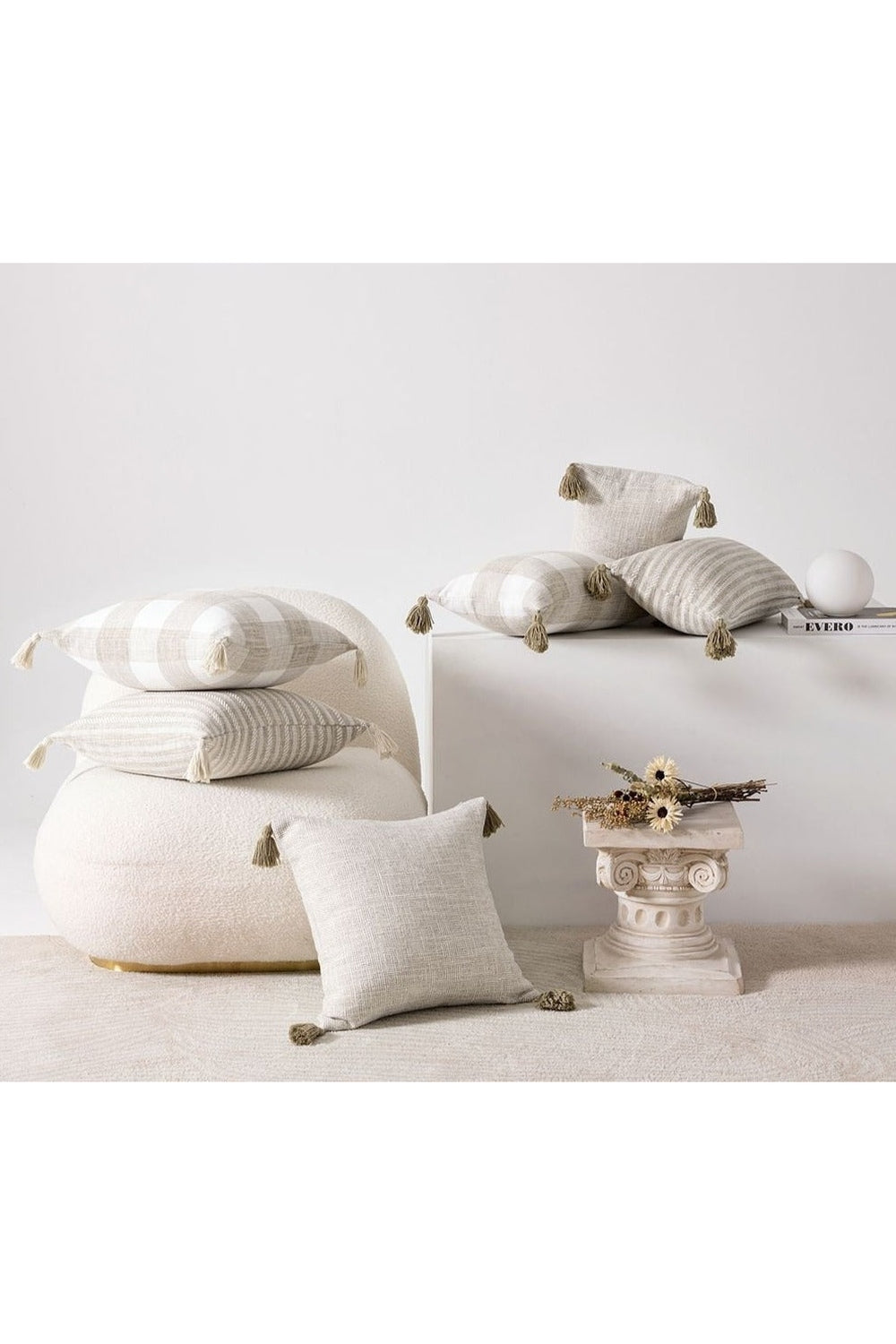 White Tassel Pillow Cover | Bowlift