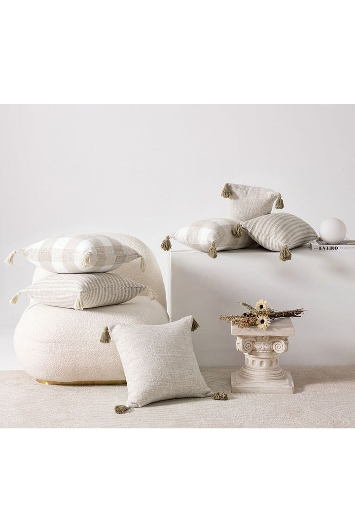 White Tassel Pillow Cover | Bowlift