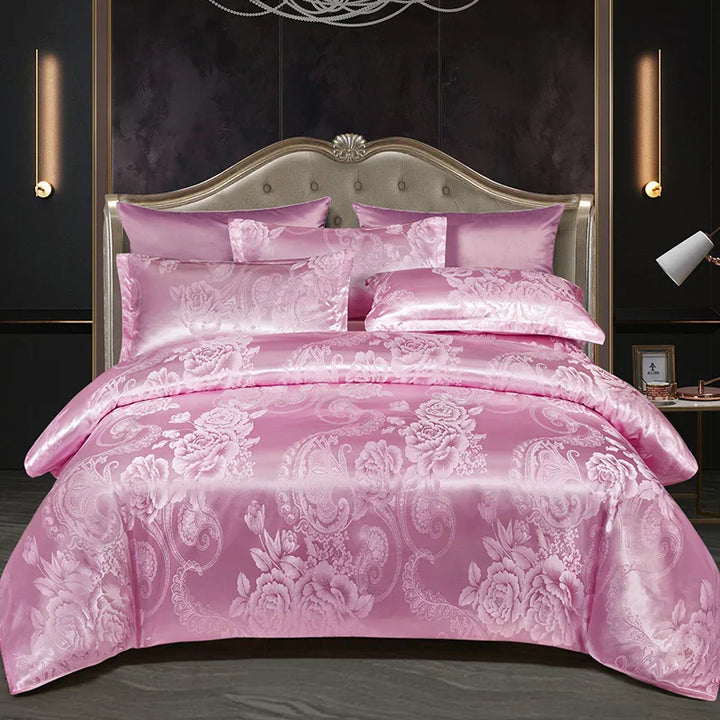 BowLift | Satin Rayon Jacquard Duvet Cover Set 264x229cm – Luxury Summer Bedding for Comfortable Sleep & Home Décor