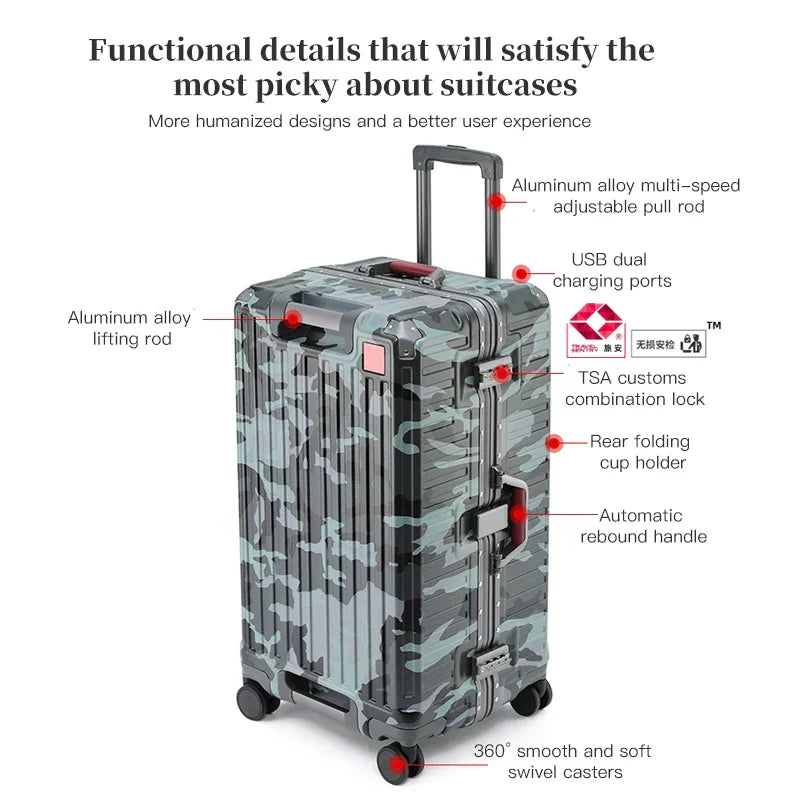 BowLift | Zagreb – Wide Handle Hardshell Suitcase with Aluminium Frame & 360° Spinner Wheels
