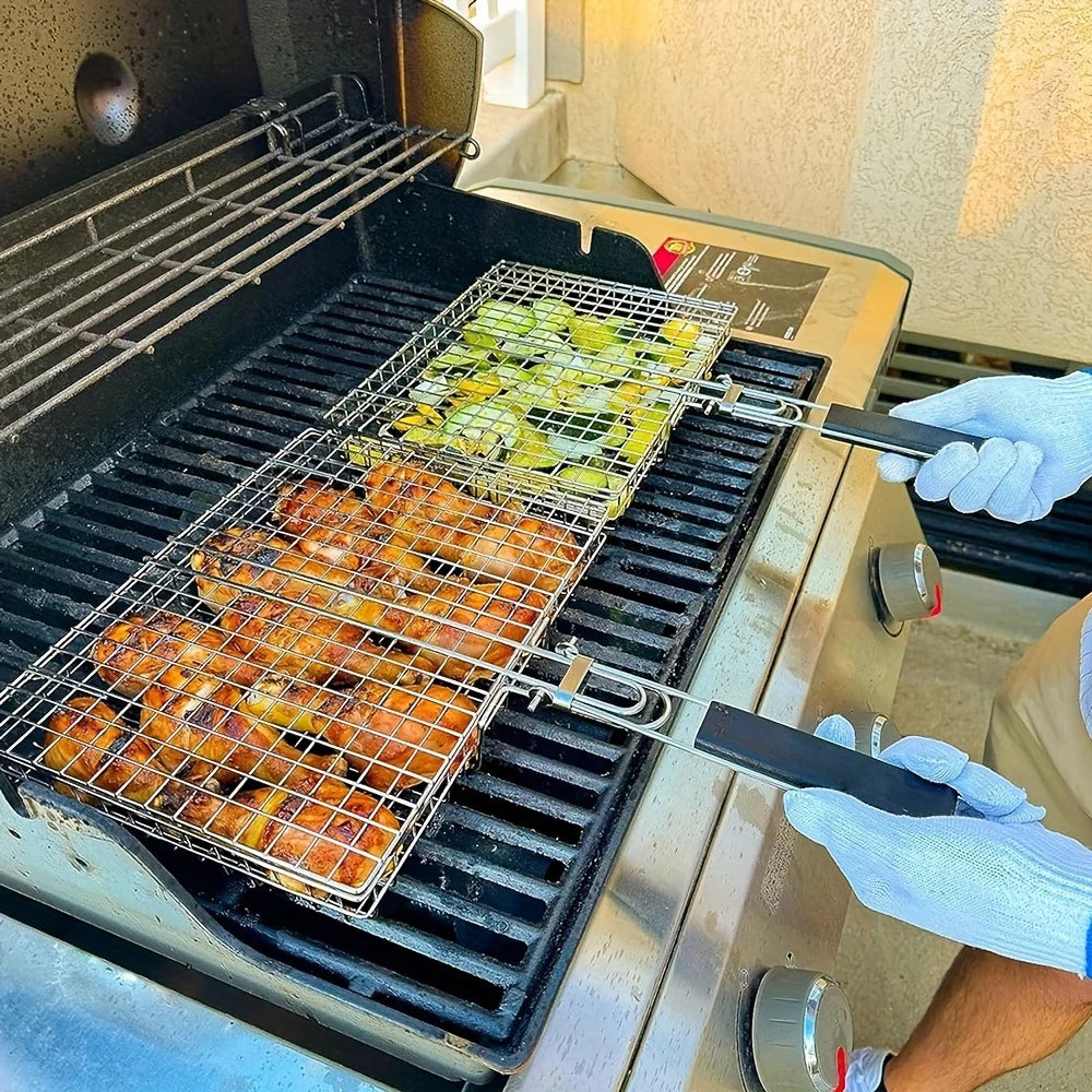 BowLift | Grillaro BBQ Basket | Foldable & Non-Stick | Stainless Steel & Heat Resistant | For Meat & Vegetables