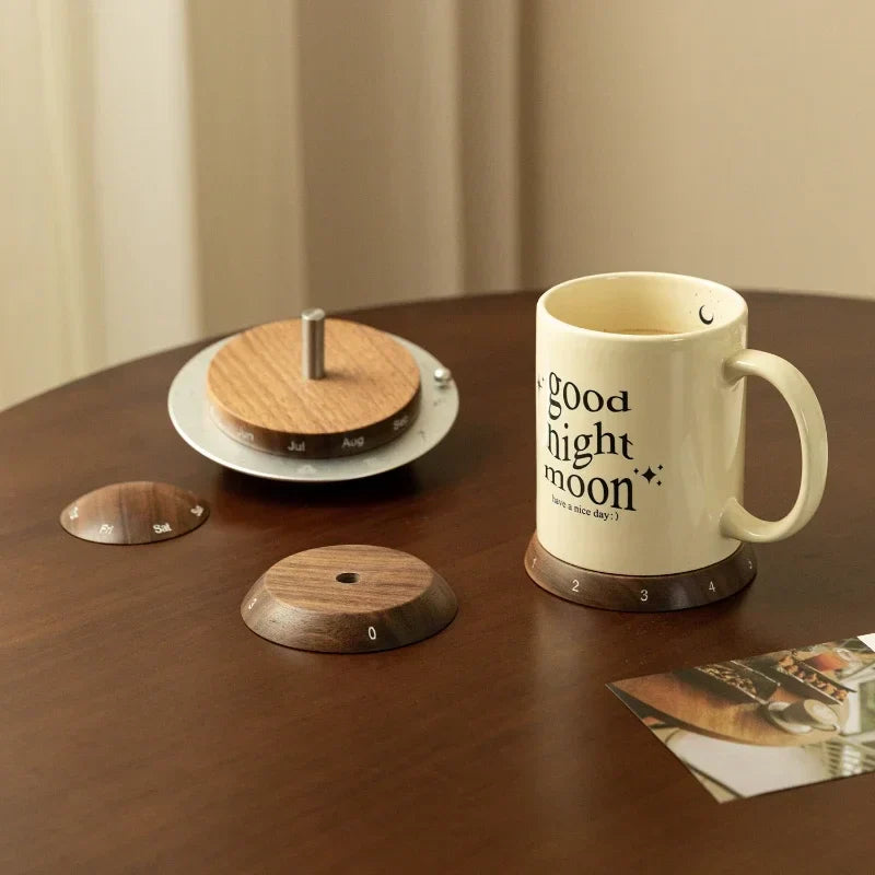 Cosmic Cycle Minimalist Rotating Wooden Calendar | Bowlift