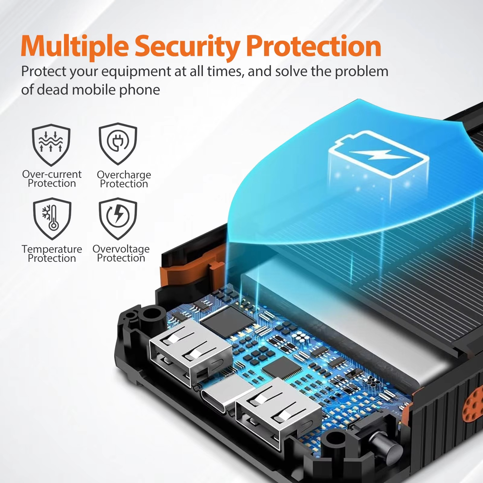 BowLift | 20000mAh Portable Solar Power Bank with Dual USB and LED Flashlight