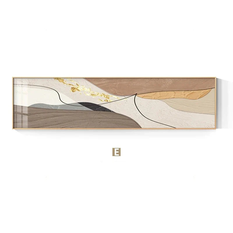 Modern Abstract Wide Format Wall Art Neutral Colors Flowing Lines Fine Art Canvas Prints Pictures For Above The Sofa Art For Above The Bed | Bowlift