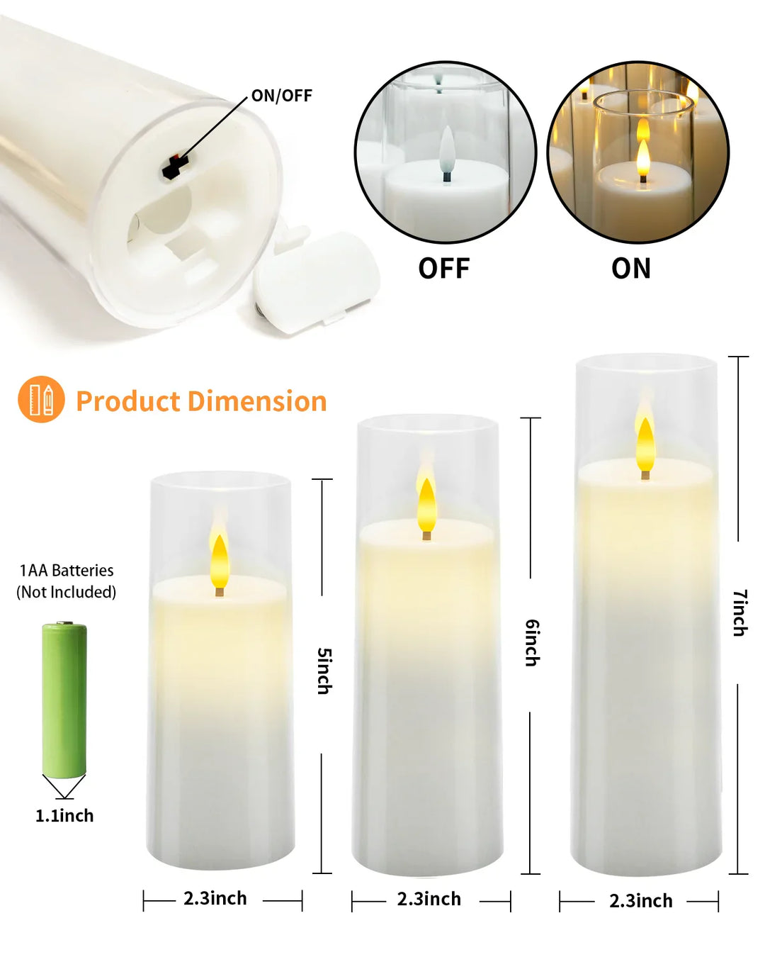 Flameless Acrylic Candle 9-Piece Set Bowlift