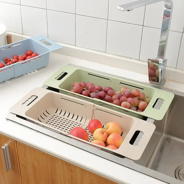 FlexDrain Draining Basket Kitchen – Adjustable Sink Organizer | Auto Drain & Fruit Vegetable Dryer | Space-saving Kitchen Accessory | Bowlift