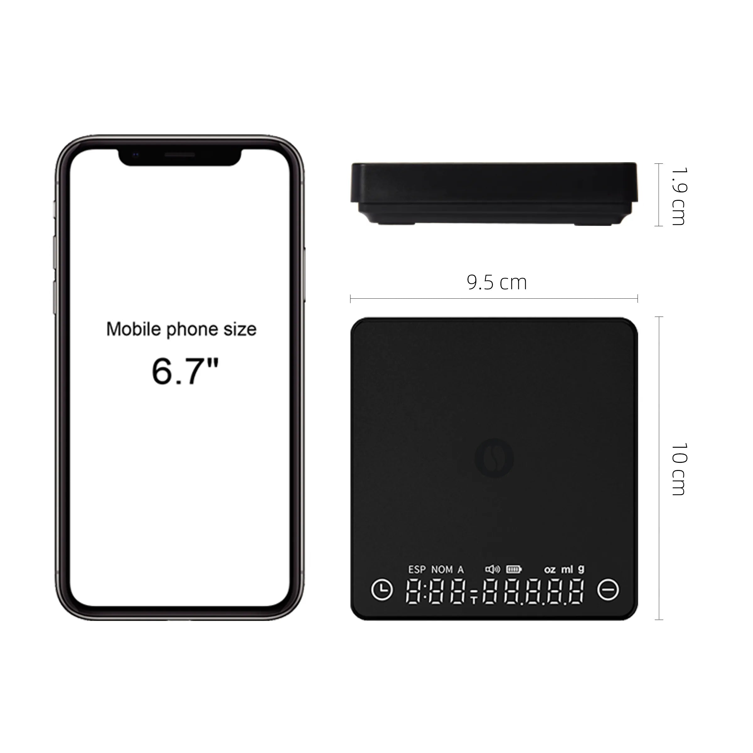 BowLift | SearchPean Tiny/Tiny2s Espresso Coffee Kitchen Scale, Mini Smart Timer, USB, 2 kg/0.1 g/oz/ml, free shipping, gift for man and woman