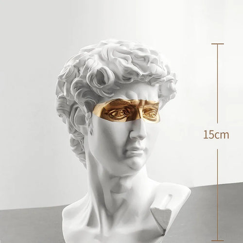 BowLift | Statues for decoration, 15 cm, David, coffee table, home decoration, ornaments, bust of a room made of plaster, white resin, decorative art sculpture
