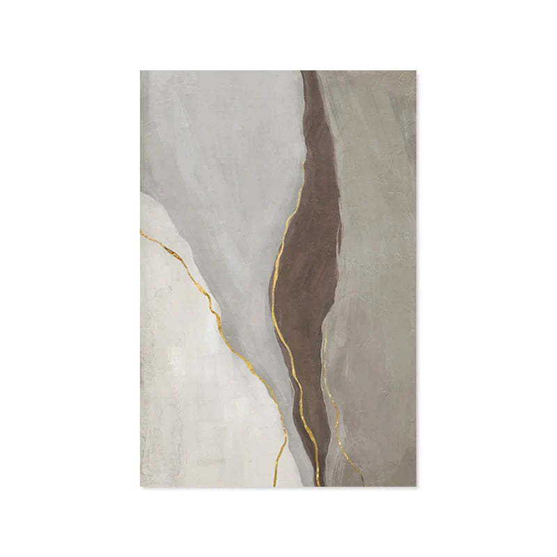 Modern Geomorphic Abstract Wall Art Fine Art Gray Beige Brown Canvas Prints Pictures For Living Room Contemporary Home Interior Decor | Bowlift
