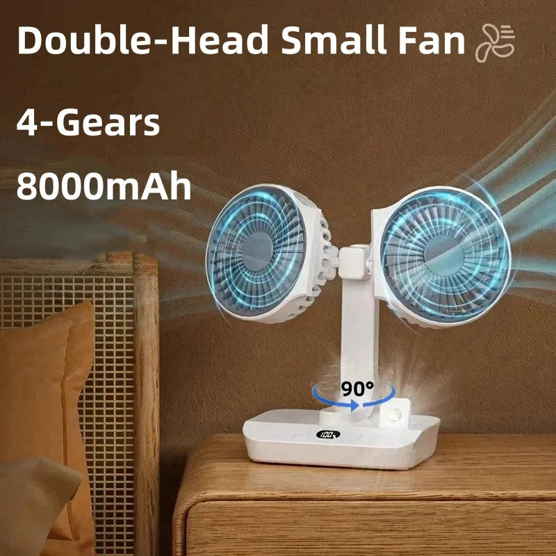 BowLift | Brisano Table Fan Cordless | 8000mAh Battery | 90° Adjustable & 4-Speed Wind | LED Display & USB Charging