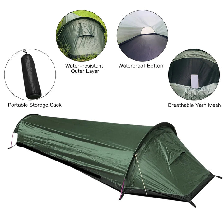 BowLift | Trekvento SoloShield Ultralight Single Tent | Waterproof & Windproof | With Aluminum Poles & Storage Bag | For Trekking, Hiking & Camping