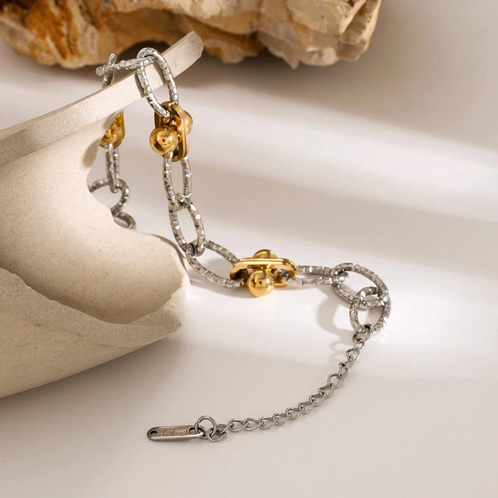 BowLift | Classy Two Tone Textured Silver Bracelet