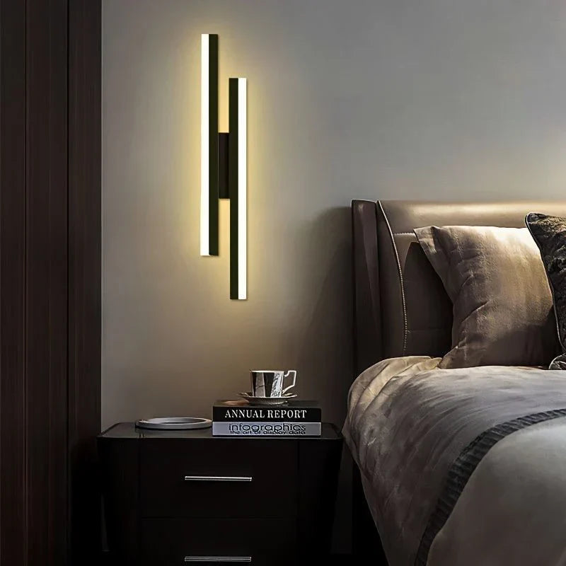 BowLift | Modern LED Wall Lamp: Black/Gold Acrylic Room Decoration Light