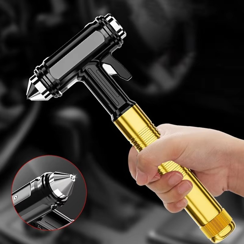 BowLift | All-Metal Car Safety Window Hammer - Emergency Glass Breaker & Seat Belt Cutter