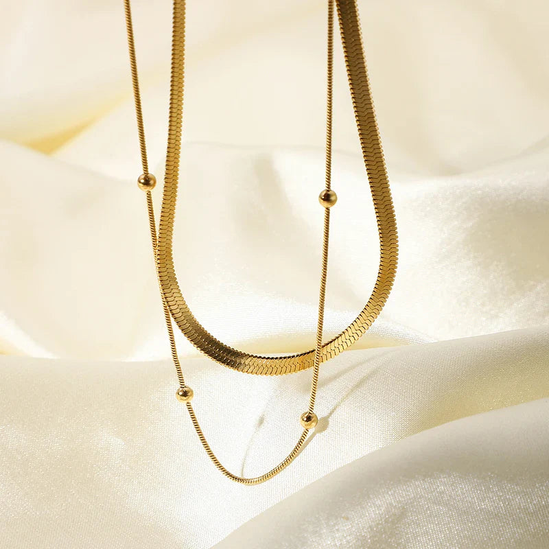 BowLift | 14k Herringbone & Satellite Chain Necklace Stack