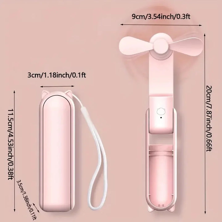 BowLift | Mini Hand Fan Breezella | USB Rechargeable | 3 Speeds | Foldable & Power Bank Function | 2000 mAh Battery