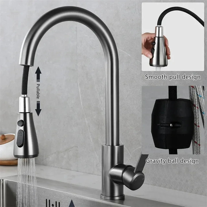BowLift | Kitchen faucet with pull-out spout – Brushed Nickel