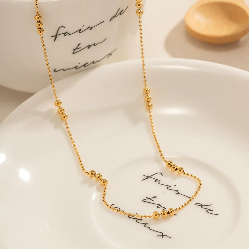 BowLift | 16k Dainty Triple Bead Accent Necklace