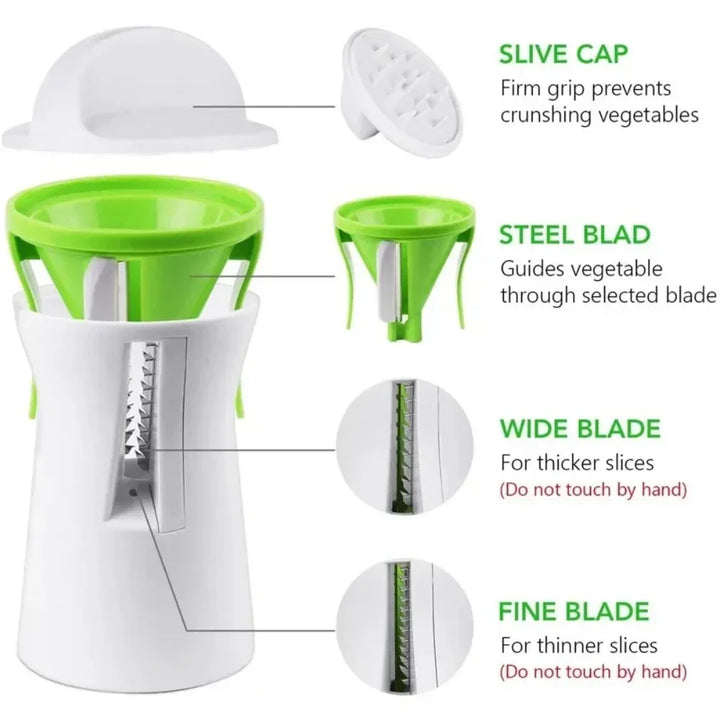 BowLift | VeggiTwist Spiral Cutter | For Vegetables & Cheese | Manual & Compact | Stainless Steel & BPA-free Plastic