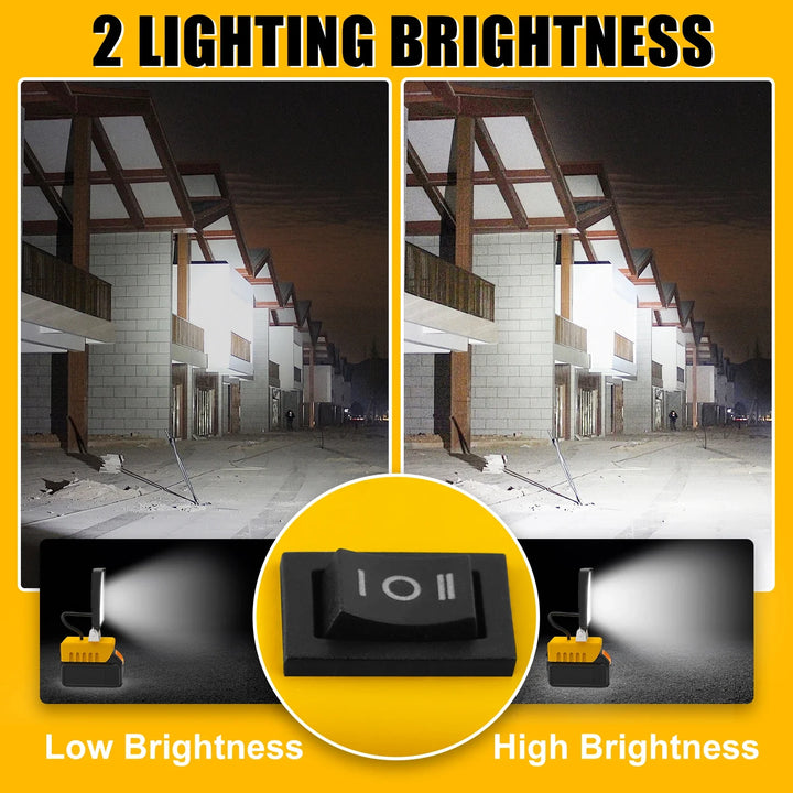 BowLift | PowerLuma 48 LED Work Light | 48W Battery Construction Spotlight | 5200 Lumen | USB-C Charging Port | For DeWalt Batteries (without battery)
