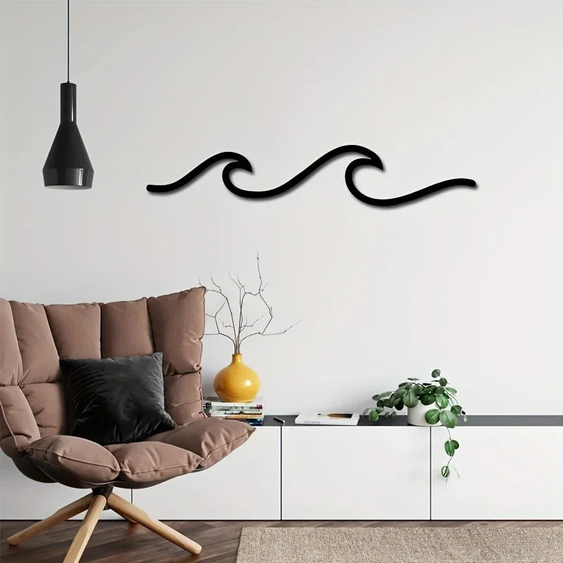 Minimalist Metal Ocean Wave Art 3d Wall Decoration For Living Room Bedroom Modern Home Interior Styling | Bowlift