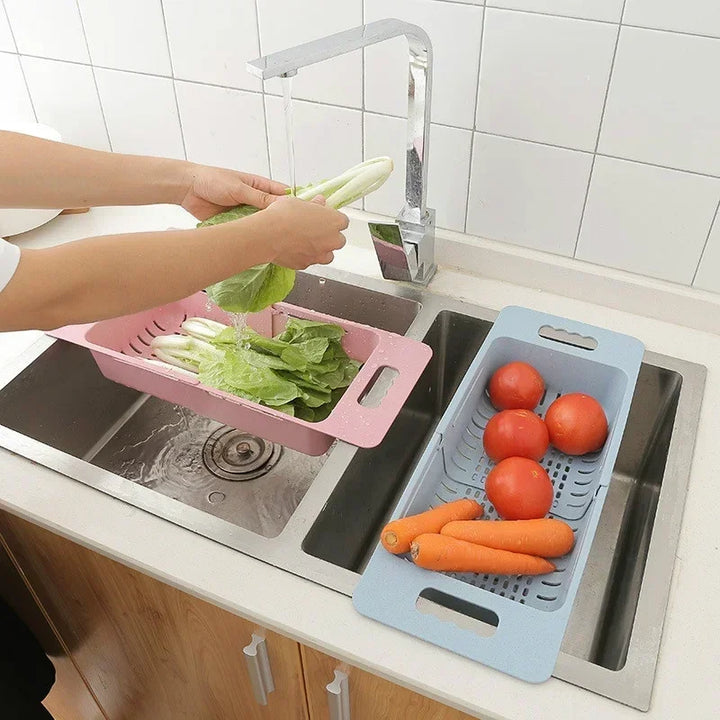 FlexDrain Draining Basket Kitchen – Adjustable Sink Organizer | Auto Drain & Fruit Vegetable Dryer | Space-saving Kitchen Accessory | Bowlift