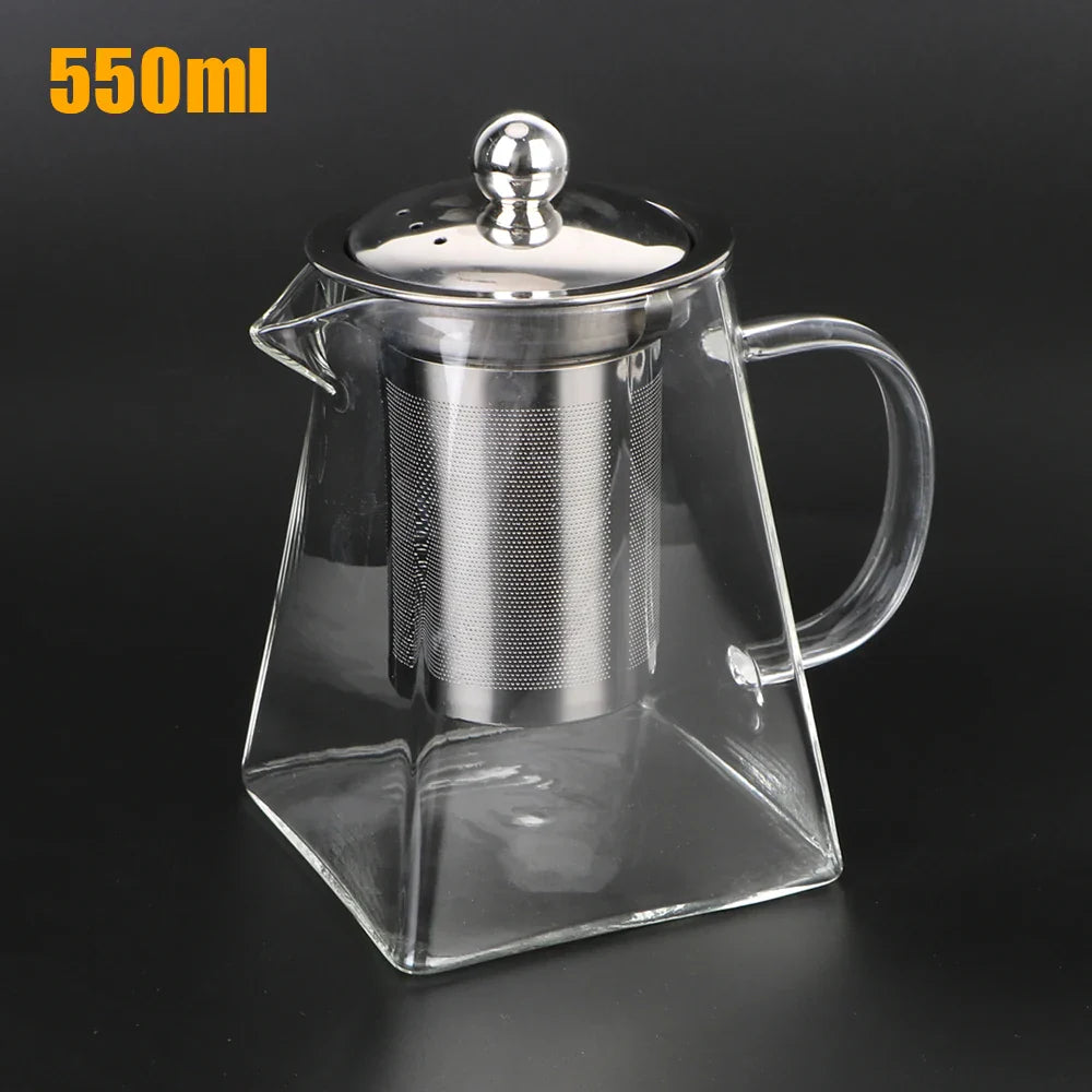 BowLift | Teavora Glass Teapot with Stainless Steel Infuser | Heat Resistant & Dishwasher Safe | For Loose Tea & Tea Flowers | 550/750/950 ml