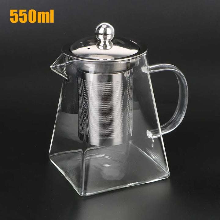 BowLift | Teavora Glass Teapot with Stainless Steel Infuser | Heat Resistant & Dishwasher Safe | For Loose Tea & Tea Flowers | 550/750/950 ml