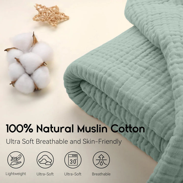 BowLift | CottonBreeze | Muslin Blanket made of 100% Cotton | 6-layer, Breathable & Lightweight | For Sofa & Bed