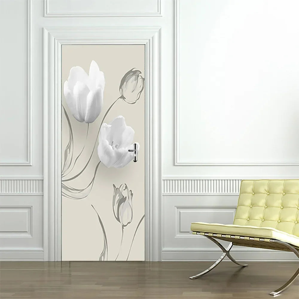Modern Abstract Pearl Geometric Door Sticker Mural Removable PVC Vinyl Peel N Stick Wall Art Mural Decal For Interior Doors Creative DIY Home Decor | Bowlift