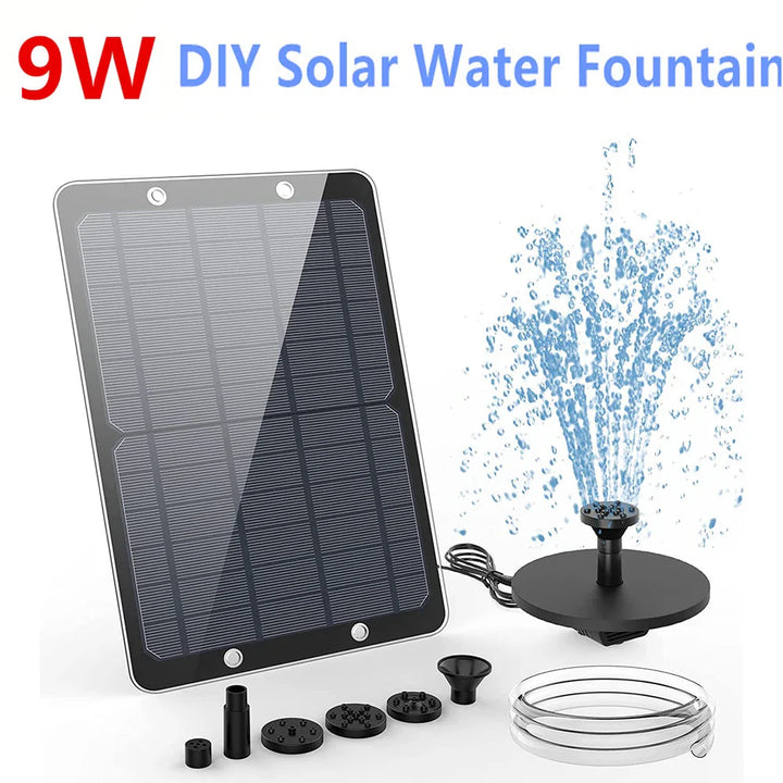 BowLift | Solar-Fountain AquaViva 9W | DIY set with nozzles & water hose | For bird bath, pond & garden | 180 L/h delivery rate