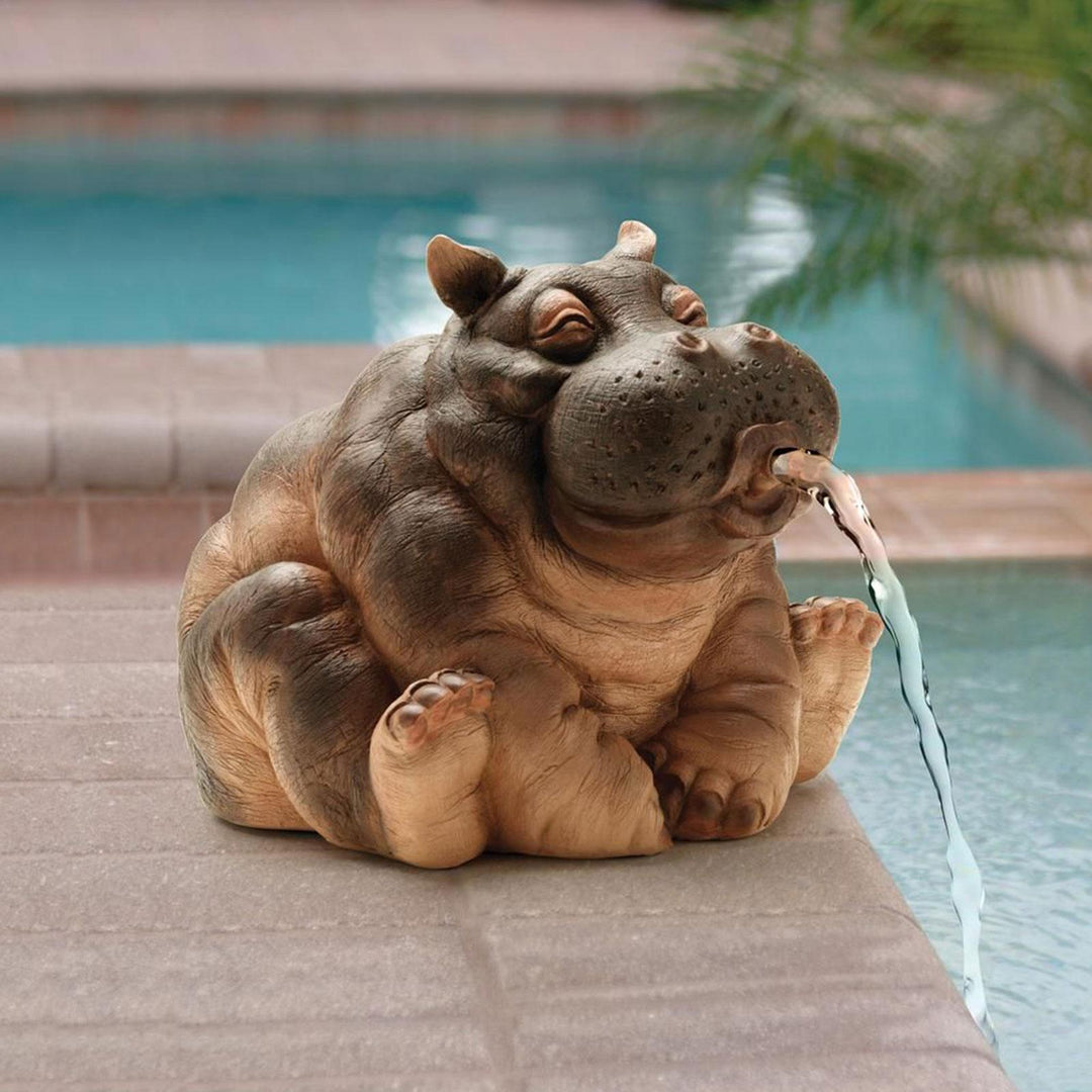 BowLift | Playful Hippopotamus Garden Sprinkler Statue