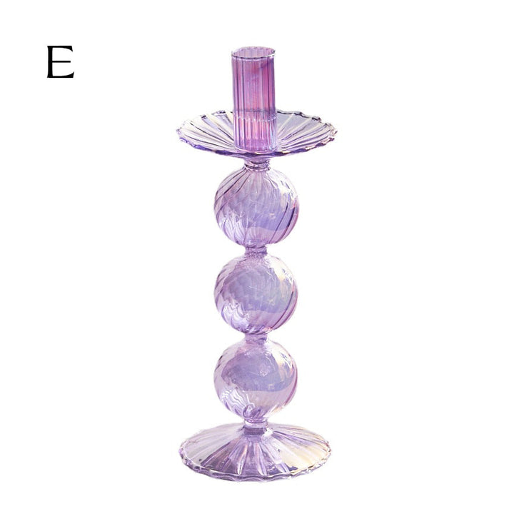 Ribbed Glass Candle Holders - Lilac | Bowlift