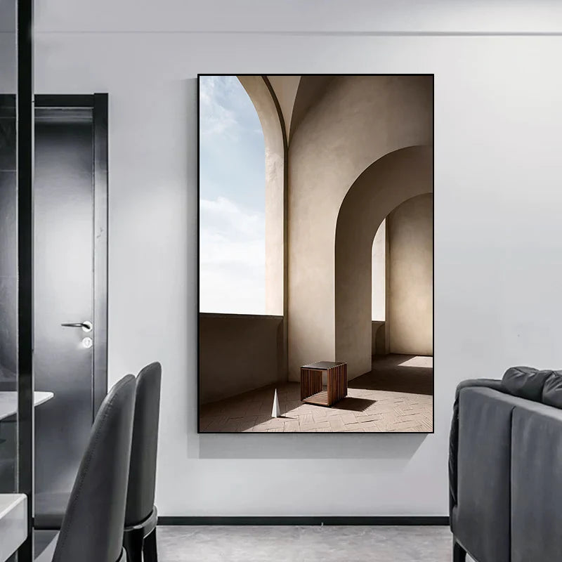 Minimalist Abstract Architectural Wall Art Fine Art Canvas Prints Posters Pictures For Modern Apartment Living Room Home Office Decor | Bowlift