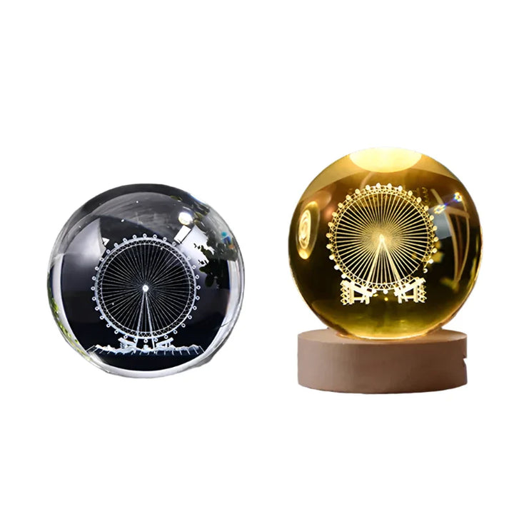 3D Crystal Night Light LED - Starry Sky Projector with Wooden Base, Romantic Lighting for Bedroom & Gifts | Bowlift