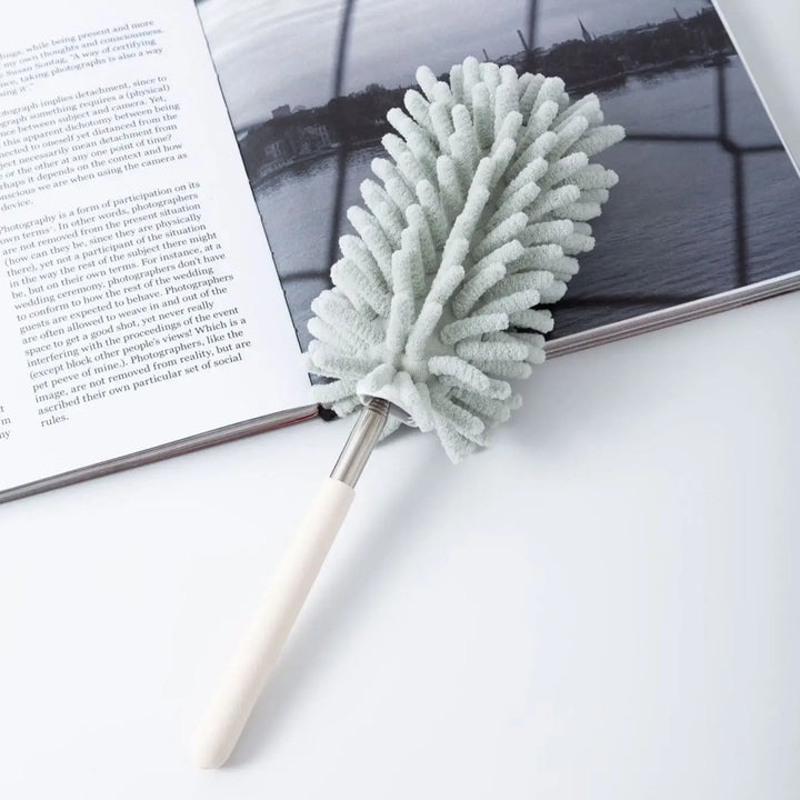 BowLift | DUSTELLA Telescopic Duster | Extendable up to 80 cm | Microfiber Chenille & Stainless Steel Handle – For Ceiling, Furniture & Corners