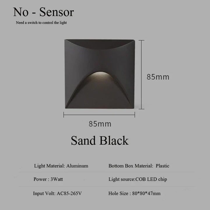 BowLift | Modern waterproof IP65 LED recessed wall lamp for outdoor lighting - 3W embedded step & staircase balcony portal light