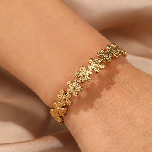 BowLift | Textured Floral Bangle Cuff Bracelet