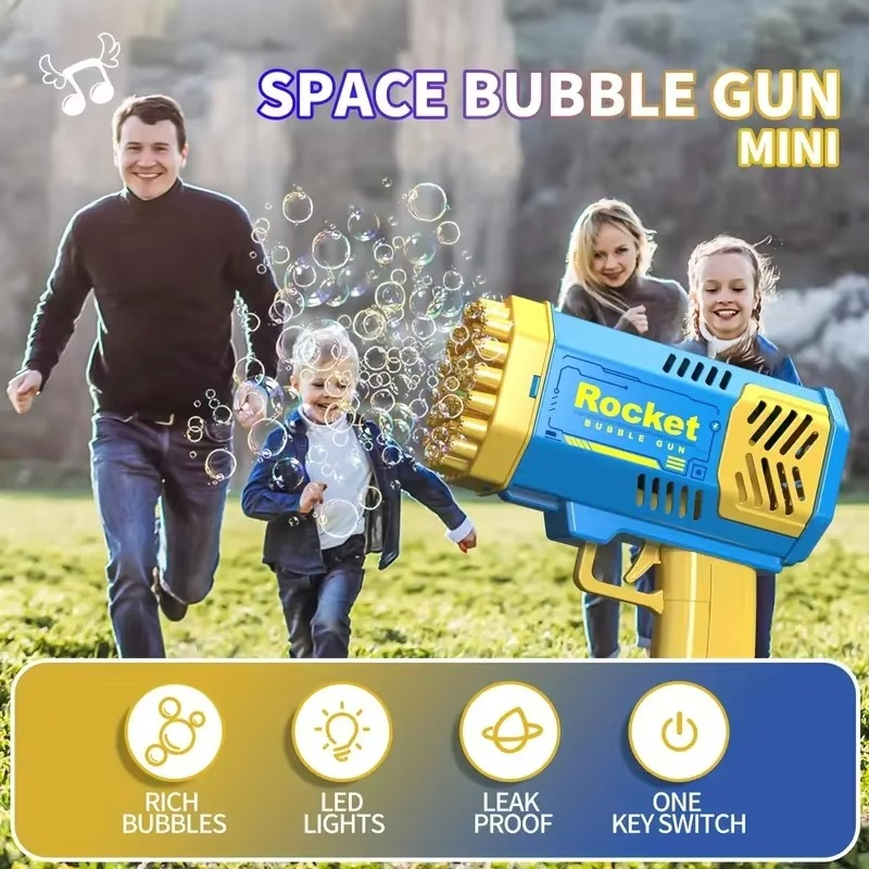 BowLift | Bubble Handheld Bubble Machine - 40-Hole LED Bubble Gun Set for Kids & Adults