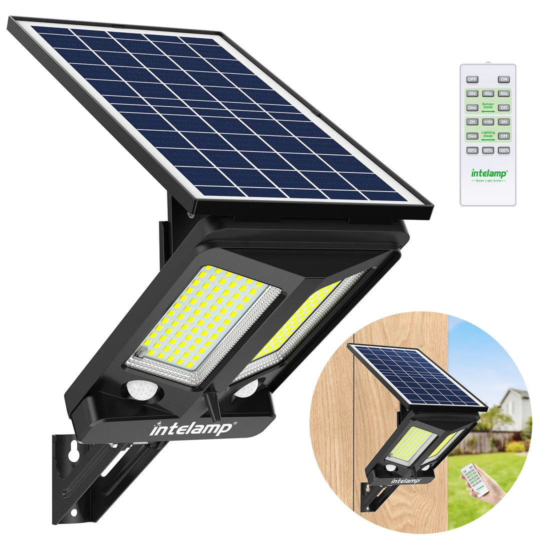 BowLift | HelionGuard ProLight 12000 Solar-LED Spotlight with Remote Control | Motion Sensor up to 30 m | 3000 lm | IP65 | For Garden, Garage & Yard Lighting