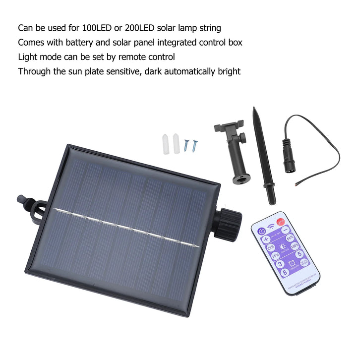 BowLift | SolviaLux Solar Control Box for Fairy Lights | With Remote Control & 8 Modes | Dimmable & Waterproof IP65