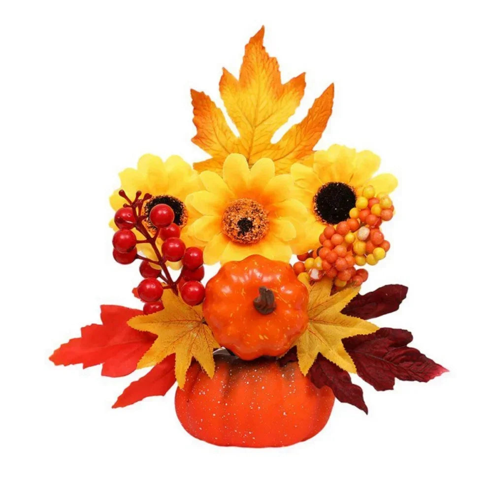BowLift | Autumn Magic | Decorative Pumpkin with Artificial Flowers | 25–30 cm | Autumn & Halloween Decor