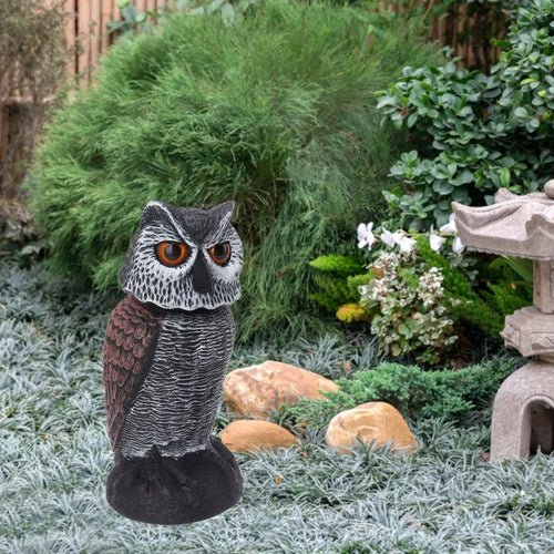 BowLift | Aviron Bird Deterrent Owl | Movable Head & Wind Blade | Natural Repellent | For Garden & Balcony