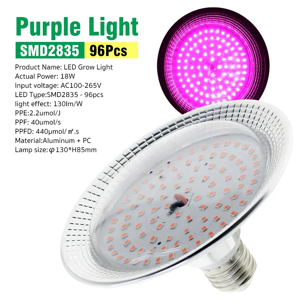 BowLift | Solura Plant Lamp | E27 LED 18W | Full Spectrum Daylight | For Houseplants & Greenhouse