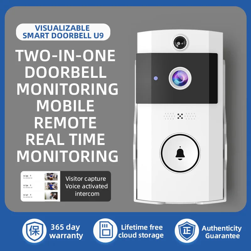 BowLift | SecuraSun DoorCam Wireless HD Video Doorbell with Solar Charging & Wi-Fi | IP65 Waterproof