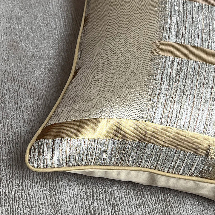 Shiny Golden Silver Stripe Jacquard Cushion Cushion Covers 45x45cm Pillow Cases Square Cover For Sofa Throw Cushions Light Luxury Nordic Home Decor | Bowlift