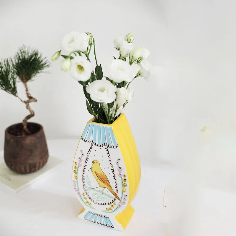 Vintage Illustration Ceramic Vase | Bowlift